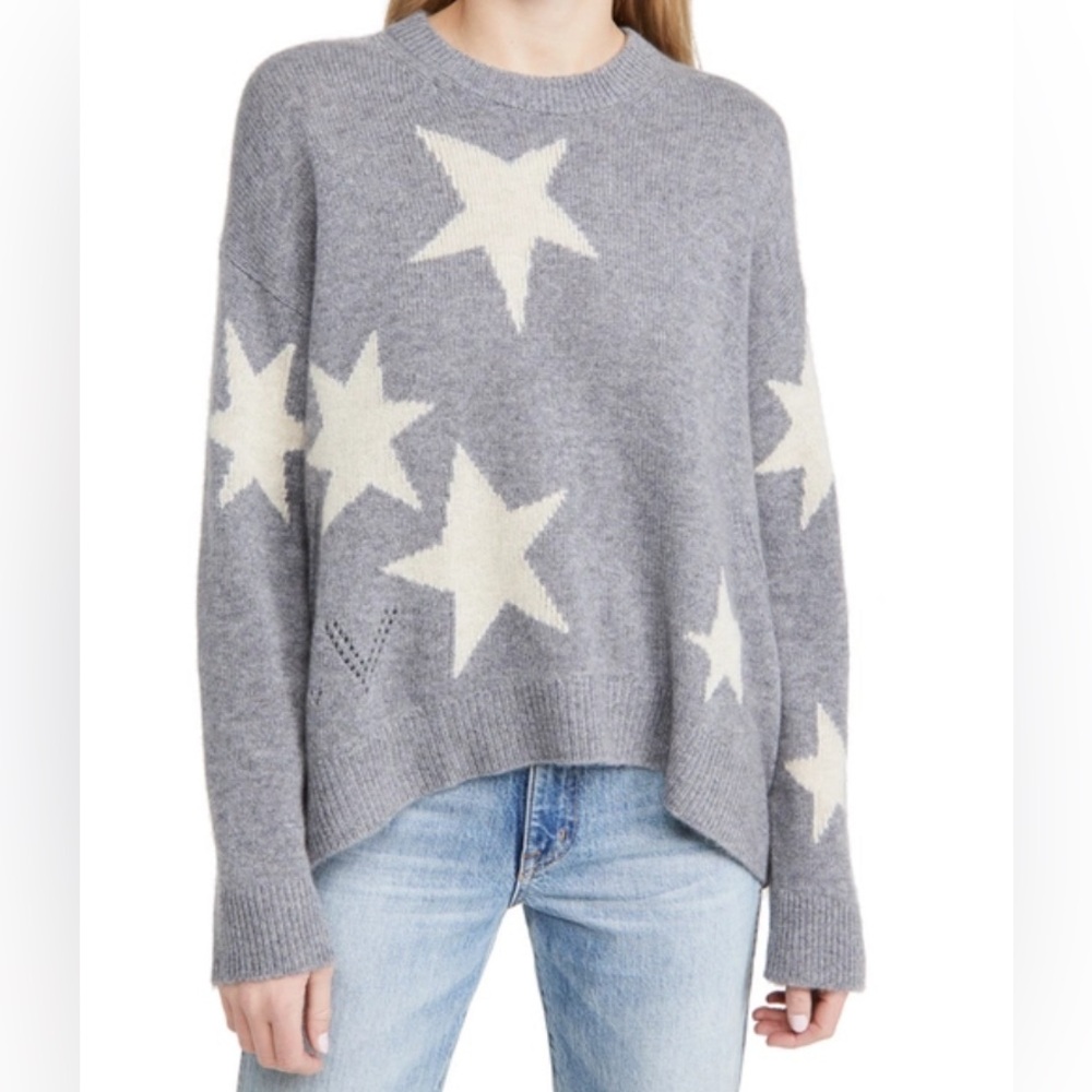 Zadig & Voltaire Markus Stars Cashmere Sweater in Grey Size S